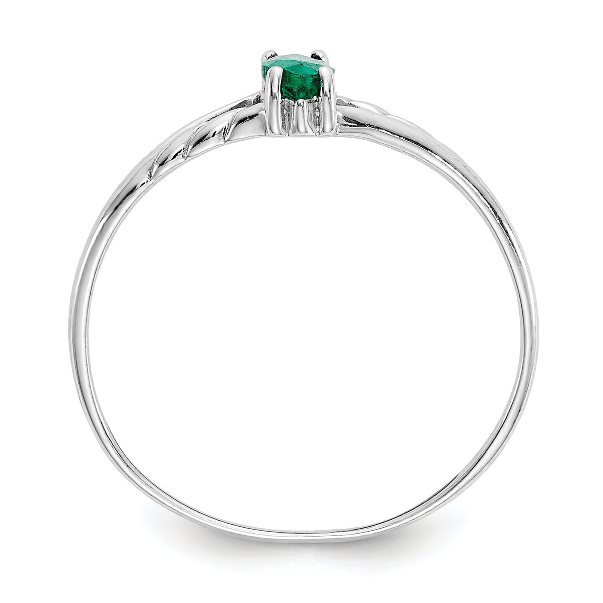 14k White Gold Emerald Birthstone Ring-XBR194