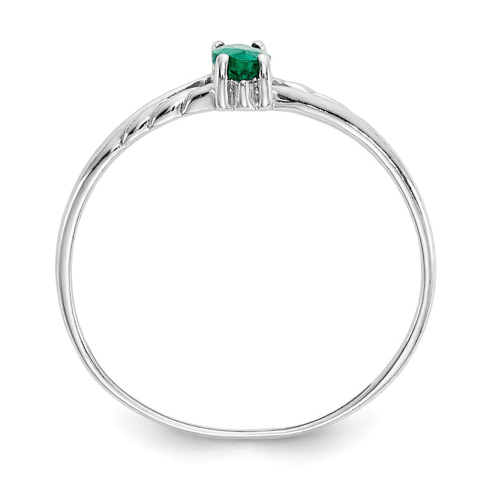 14k White Gold Emerald Birthstone Ring-XBR194