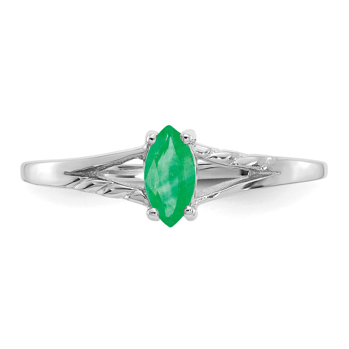 14k White Gold Emerald Birthstone Ring-XBR194