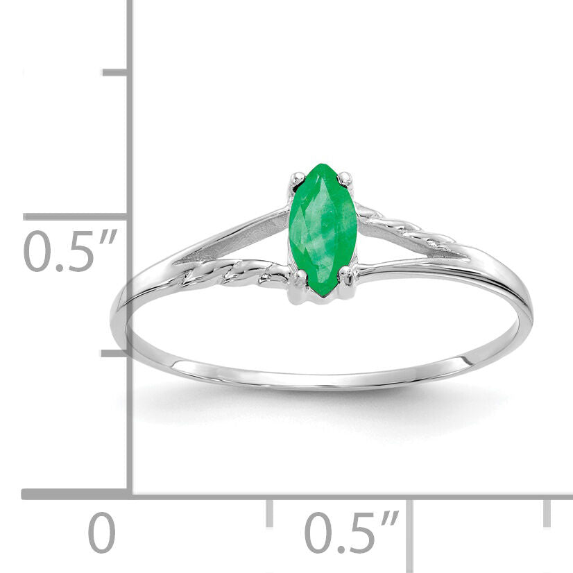 14k White Gold Emerald Birthstone Ring-XBR194