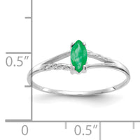 14k White Gold Emerald Birthstone Ring-XBR194