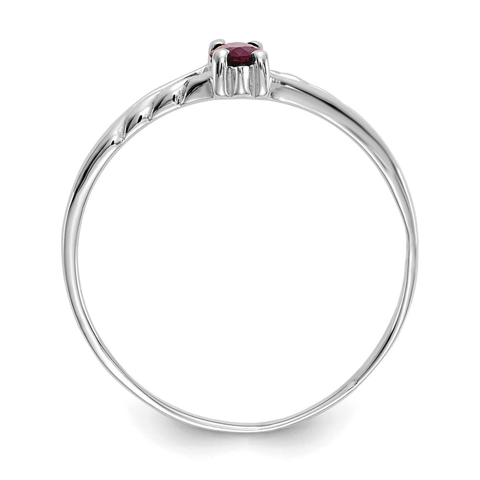 14k White Gold Ruby Birthstone Ring-XBR196