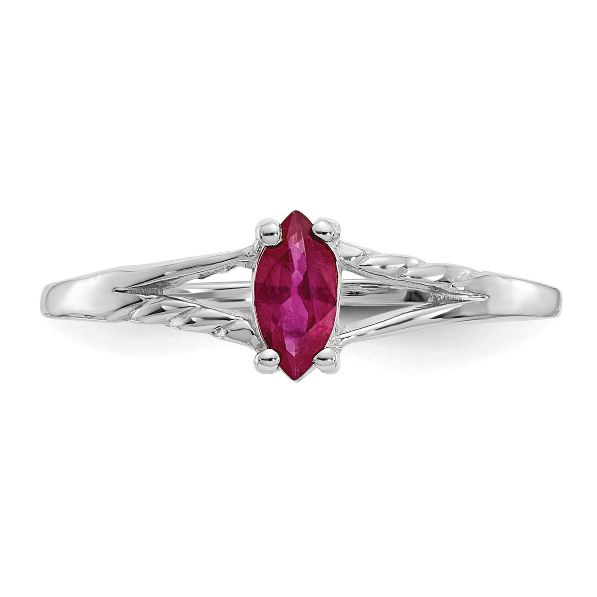 14k White Gold Ruby Birthstone Ring-XBR196