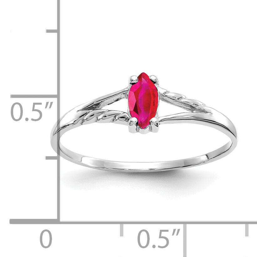 14k White Gold Ruby Birthstone Ring-XBR196