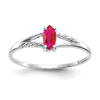 14k White Gold Ruby Birthstone Ring-XBR196