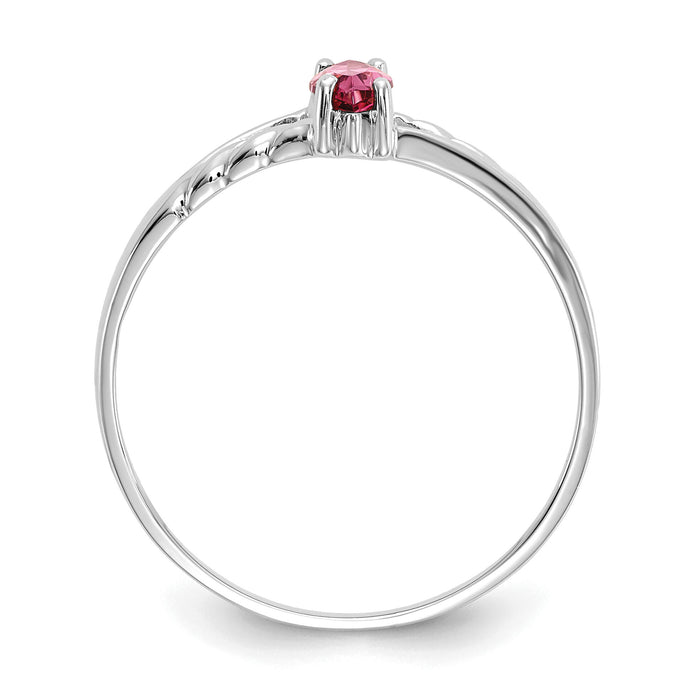 14k White Gold Pink Tourmaline Birthstone Ring-XBR199