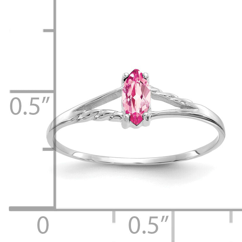 14k White Gold Pink Tourmaline Birthstone Ring-XBR199