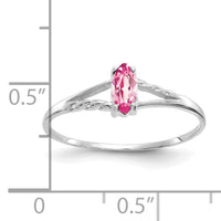 14k White Gold Pink Tourmaline Birthstone Ring-XBR199