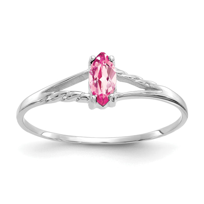 14k White Gold Pink Tourmaline Birthstone Ring-XBR199
