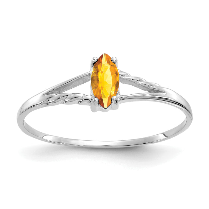 14k White Gold Citrine Birthstone Ring-XBR200