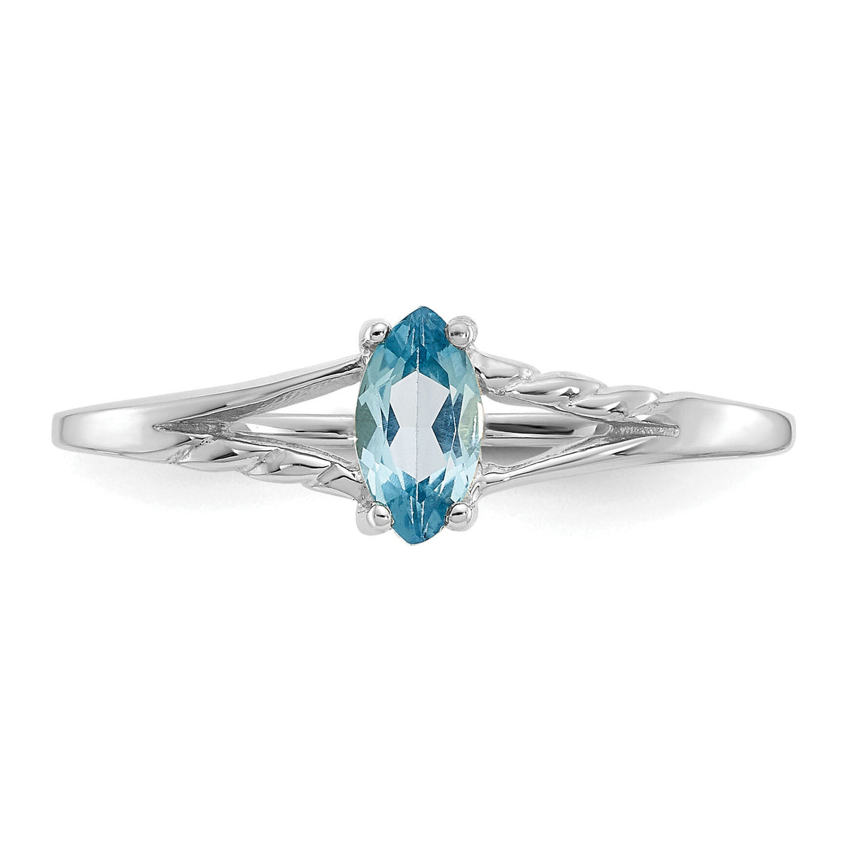 14k White Gold Blue Topaz Birthstone Ring-XBR201