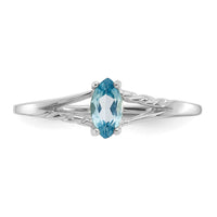 14k White Gold Blue Topaz Birthstone Ring-XBR201
