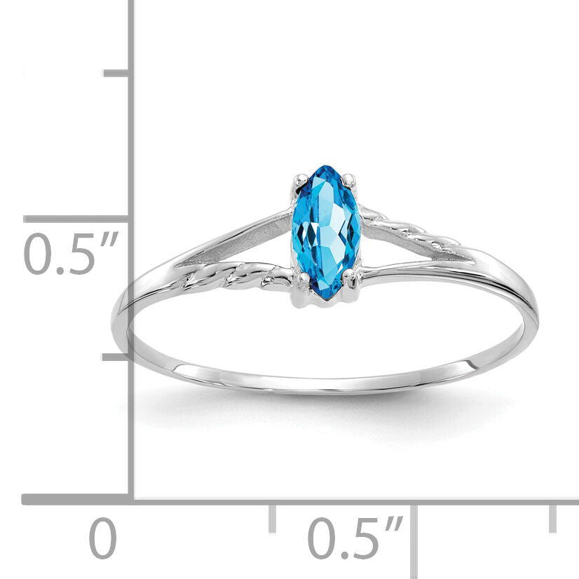 14k White Gold Blue Topaz Birthstone Ring-XBR201