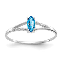 14k White Gold Blue Topaz Birthstone Ring-XBR201