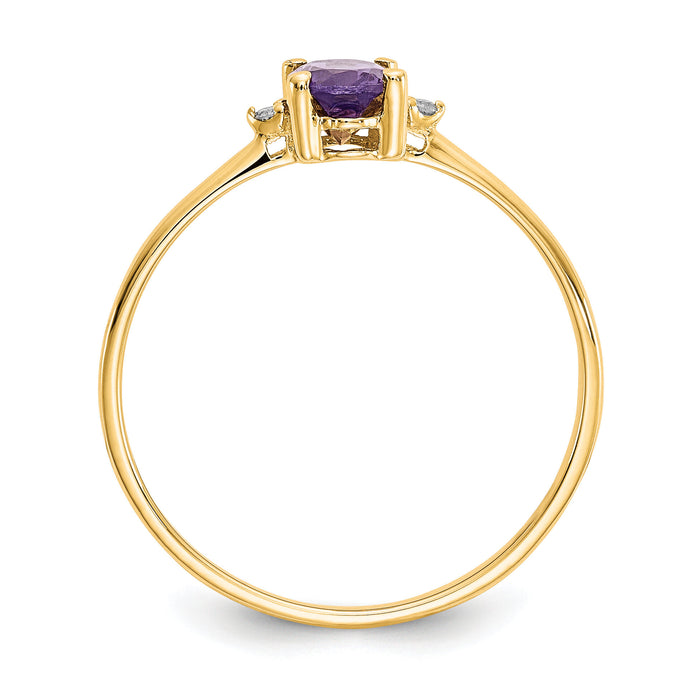 14k Diamond & Amethyst Birthstone Ring-XBR203
