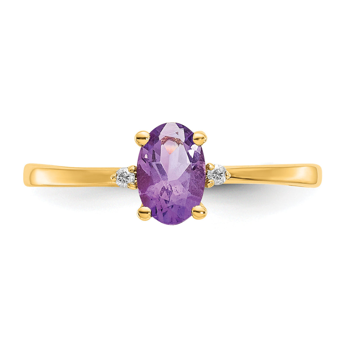 14k Diamond & Amethyst Birthstone Ring-XBR203