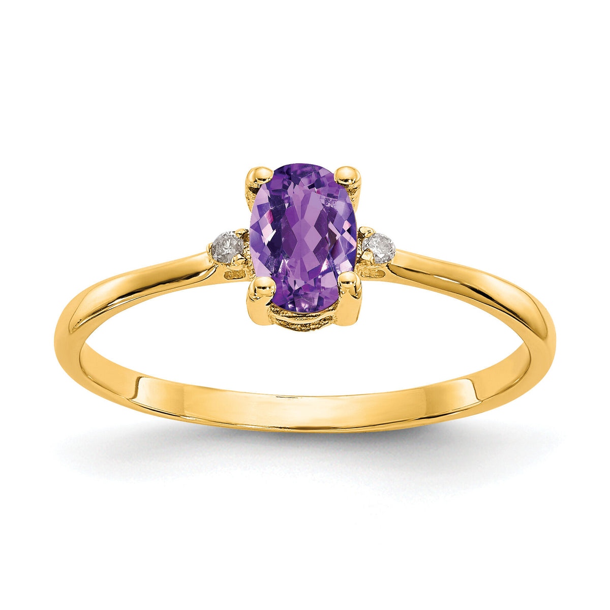 14k Diamond & Amethyst Birthstone Ring-XBR203