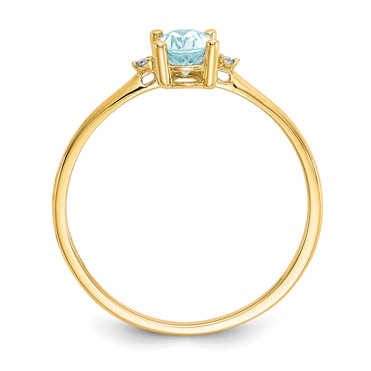 14k Diamond & Aquamarine Birthstone Ring-XBR204