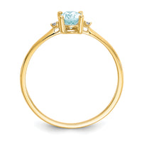 14k Diamond & Aquamarine Birthstone Ring-XBR204