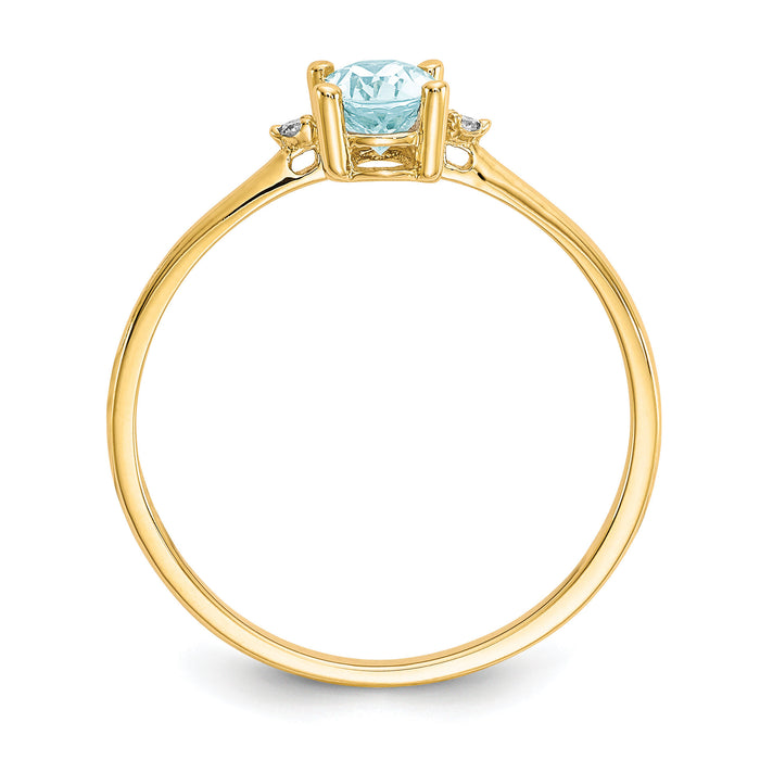 14k Diamond & Aquamarine Birthstone Ring-XBR204