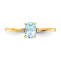 14k Diamond & Aquamarine Birthstone Ring-XBR204
