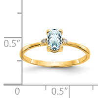 14k Diamond & Aquamarine Birthstone Ring-XBR204