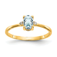 14k Diamond & Aquamarine Birthstone Ring-XBR204