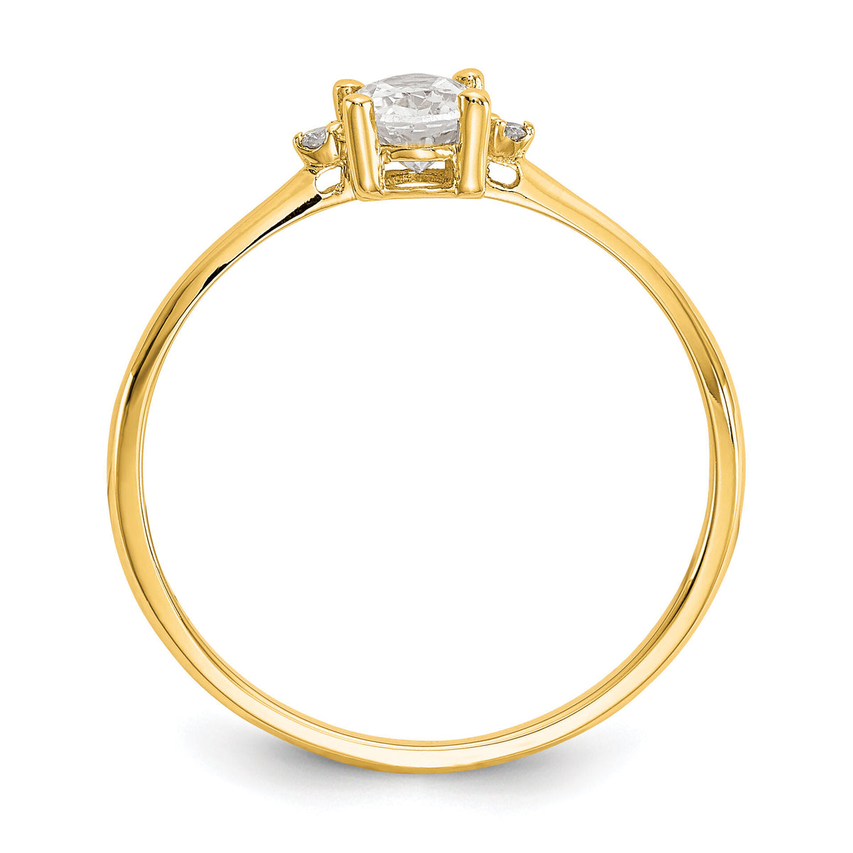 14k Diamond & White Topaz Birthstone Ring-XBR205
