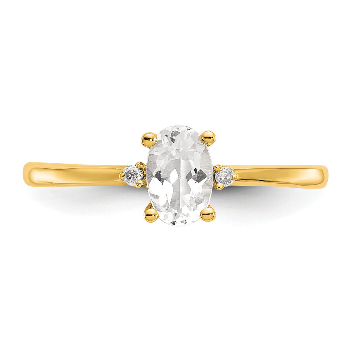 14k Diamond & White Topaz Birthstone Ring-XBR205
