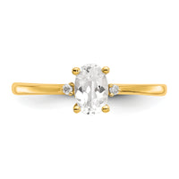 14k Diamond & White Topaz Birthstone Ring-XBR205