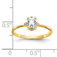 14k Diamond & White Topaz Birthstone Ring-XBR205