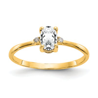 14k Diamond & White Topaz Birthstone Ring-XBR205