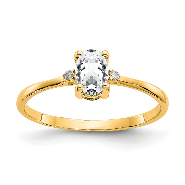 14k Diamond & White Topaz Birthstone Ring-XBR205
