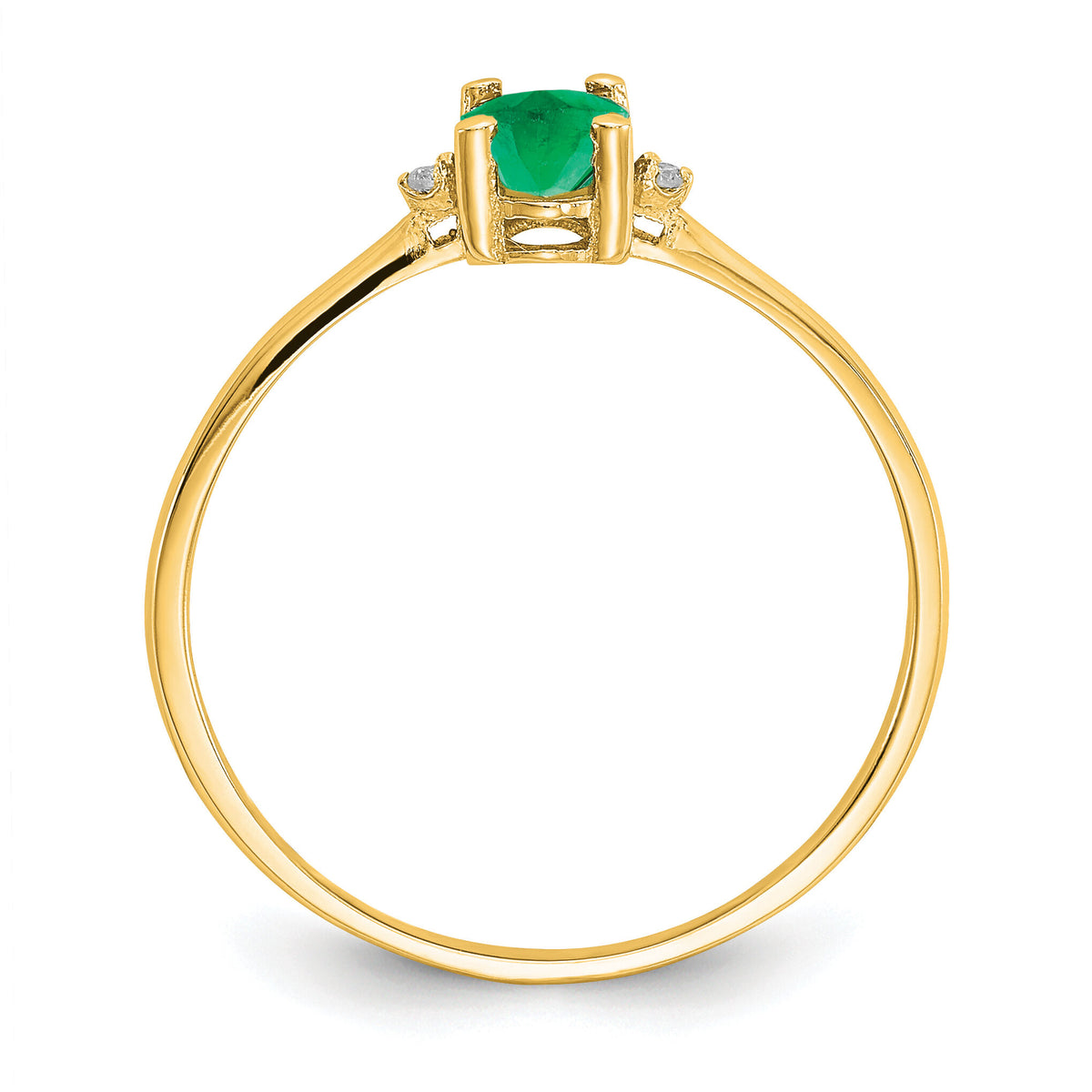 14k Diamond & Emerald Birthstone Ring-XBR206