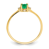 14k Diamond & Emerald Birthstone Ring-XBR206