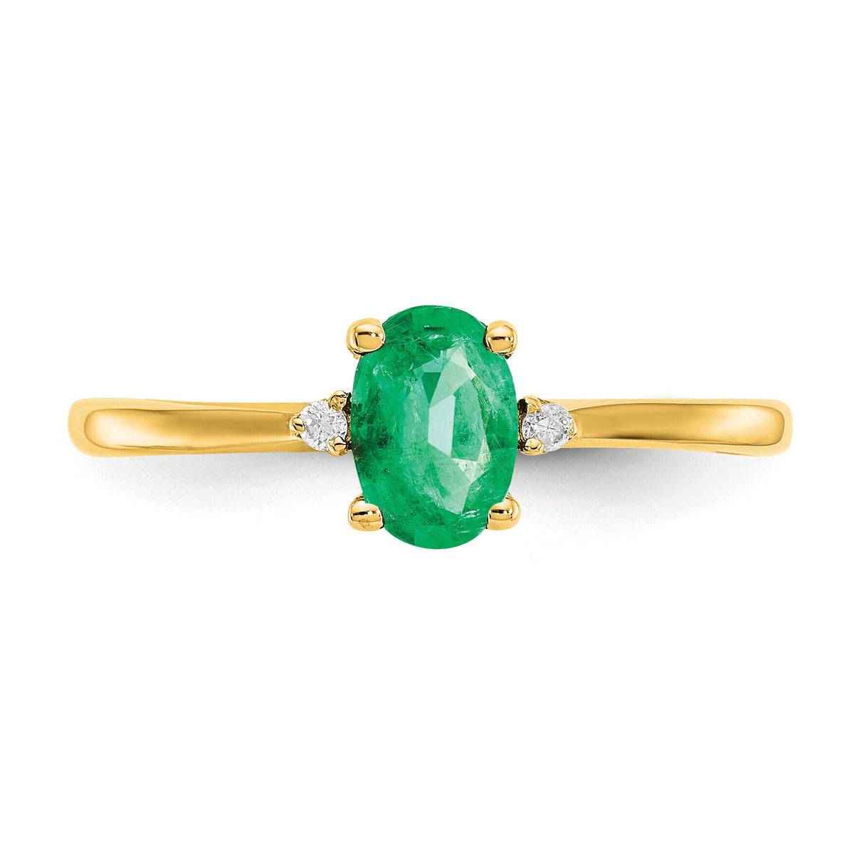 14k Diamond & Emerald Birthstone Ring-XBR206
