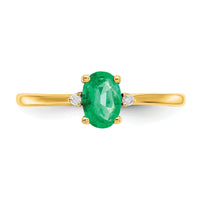 14k Diamond & Emerald Birthstone Ring-XBR206