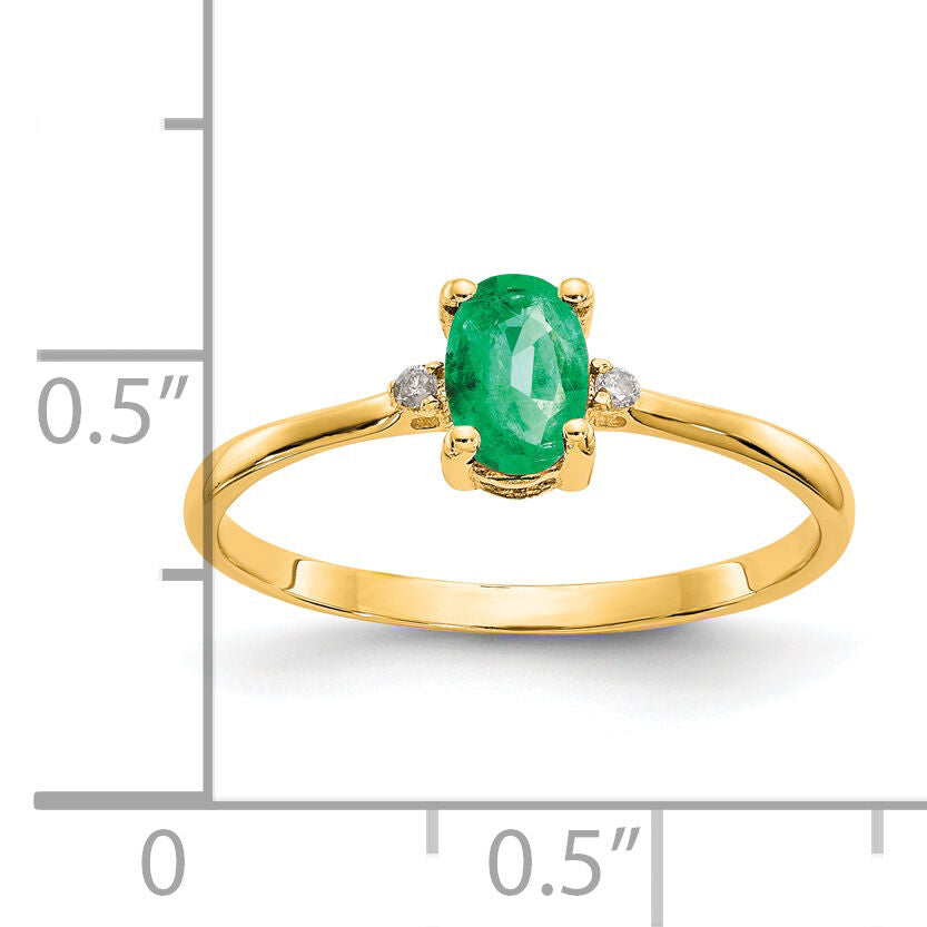 14k Diamond & Emerald Birthstone Ring-XBR206