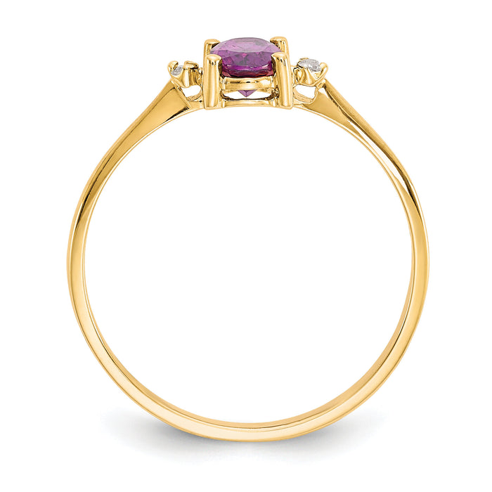 14k Diamond & Rhodolite Garnet Birthstone Ring-XBR207