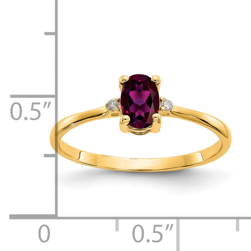 14k Diamond & Rhodolite Garnet Birthstone Ring-XBR207