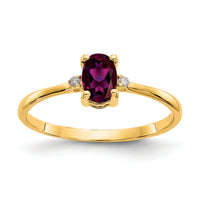 14k Diamond & Rhodolite Garnet Birthstone Ring-XBR207