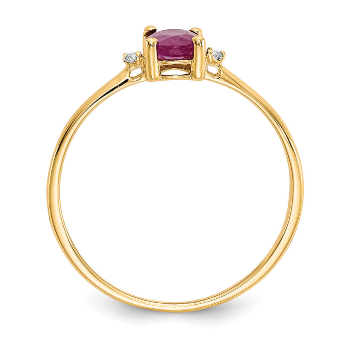 14k Diamond & Ruby Birthstone Ring-XBR208