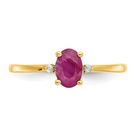 14k Diamond & Ruby Birthstone Ring-XBR208