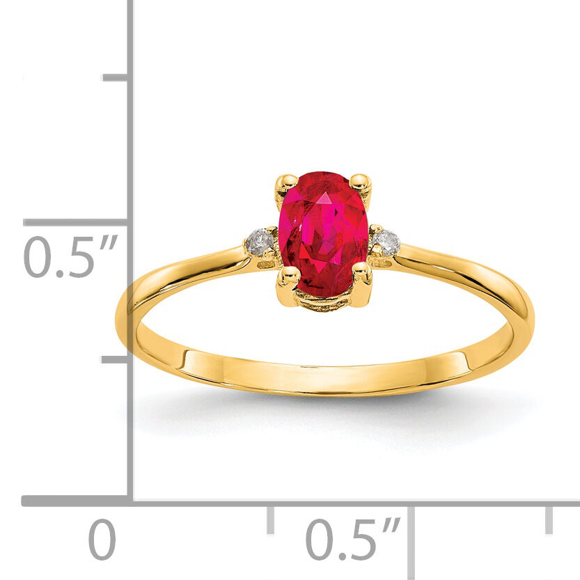 14k Diamond & Ruby Birthstone Ring-XBR208