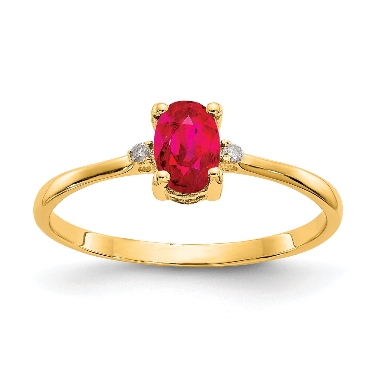 14k Diamond & Ruby Birthstone Ring-XBR208