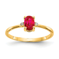 14k Diamond & Ruby Birthstone Ring-XBR208