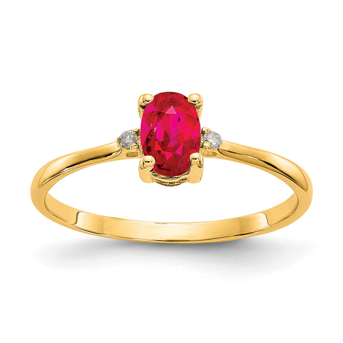 14k Diamond & Ruby Birthstone Ring-XBR208