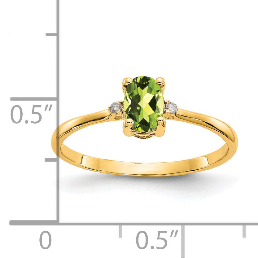 14k Diamond & Peridot Birthstone Ring-XBR209