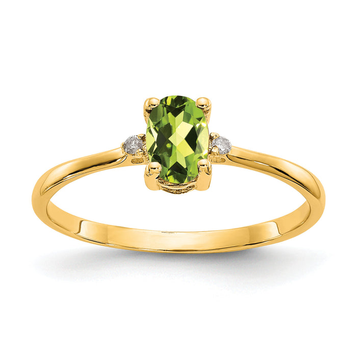 14k Diamond & Peridot Birthstone Ring-XBR209