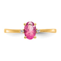 14k Diamond & Pink Tourmaline Birthstone Ring-XBR211
